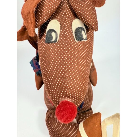 Handmade Polka Dot Reindeer Doll With Plaid Scarf & Felt Accents Brown | Shefl S - Picture 4 of 16